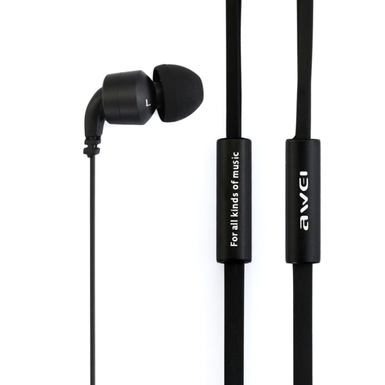 Awei-ES13i 3.5mm Plug Noodle Wired Style In-ear Stereo Earphone with Mic, Cable Length: about 1.2m, For iPad, iPhone, Galaxy, Huawei, Xiaomi, LG, HTC and Other Smart Phones