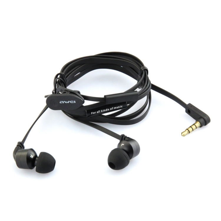 Awei-ES13i 3.5mm Plug Noodle Wired Style In-ear Stereo Earphone with Mic, Cable Length: about 1.2m, For iPad, iPhone, Galaxy, Huawei, Xiaomi, LG, HTC and Other Smart Phones