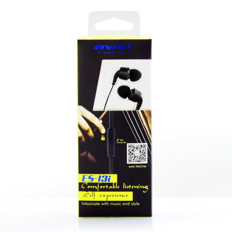 Awei-ES13i 3.5mm Plug Noodle Wired Style In-ear Stereo Earphone with Mic, Cable Length: about 1.2m, For iPad, iPhone, Galaxy, Huawei, Xiaomi, LG, HTC and Other Smart Phones