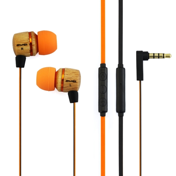 Awei-ES16Hi 3.5mm Plug Wood Style Wired In-ear Stereo Earphone with Mic, Cable Length: about 1.2m, For iPad, iPhone, Galaxy, Huawei, Xiaomi, LG, HTC and Other Smart Phones