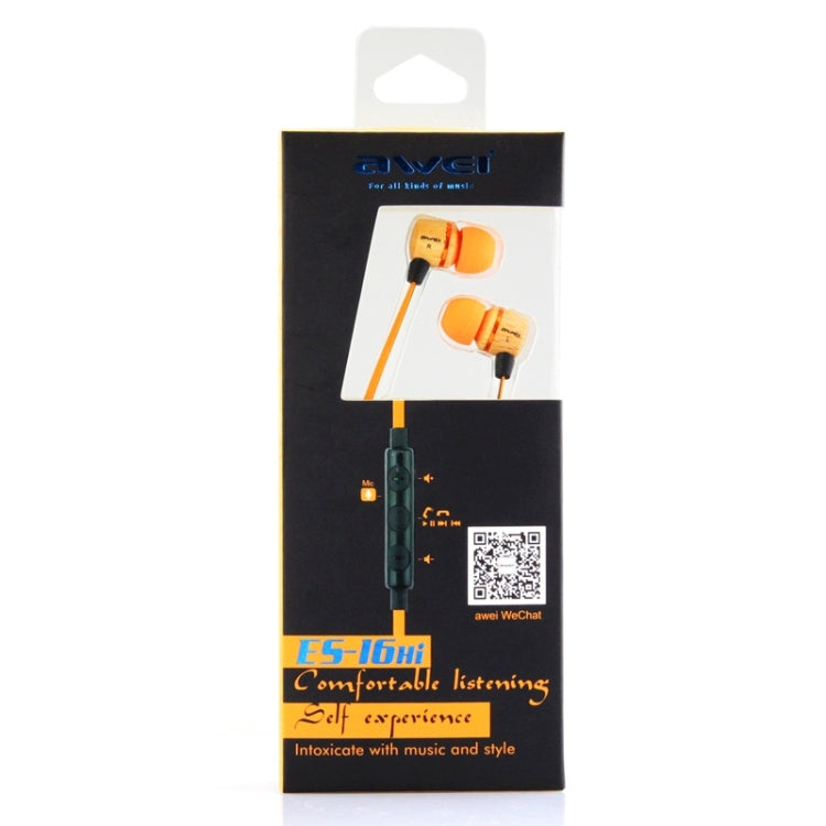 Awei-ES16Hi 3.5mm Plug Wood Style Wired In-ear Stereo Earphone with Mic, Cable Length: about 1.2m, For iPad, iPhone, Galaxy, Huawei, Xiaomi, LG, HTC and Other Smart Phones
