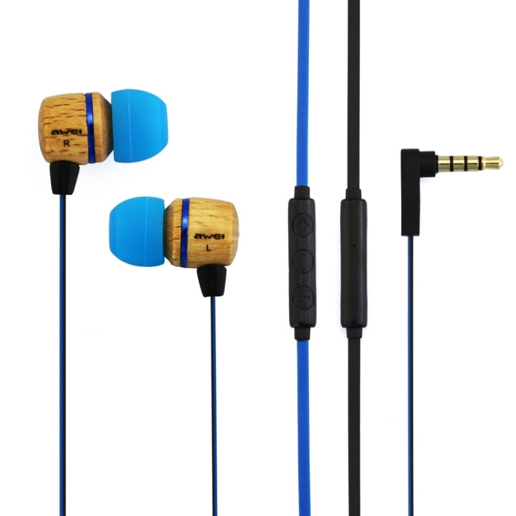 Awei-ES16Hi 3.5mm Plug Wood Style Wired In-ear Stereo Earphone with Mic, Cable Length: about 1.2m, For iPad, iPhone, Galaxy, Huawei, Xiaomi, LG, HTC and Other Smart Phones