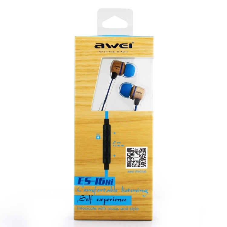 Awei-ES16Hi 3.5mm Plug Wood Style Wired In-ear Stereo Earphone with Mic, Cable Length: about 1.2m, For iPad, iPhone, Galaxy, Huawei, Xiaomi, LG, HTC and Other Smart Phones