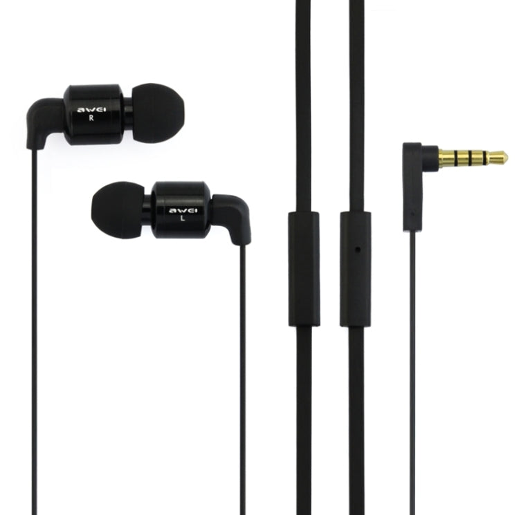Awei-ES600i 3.5mm Plug Noodle Wired Style In-ear Stereo Earphone with Mic, Cable Length: about 1.2m, For iPad, iPhone, Galaxy, Huawei, Xiaomi, LG, HTC and Other Smart Phones