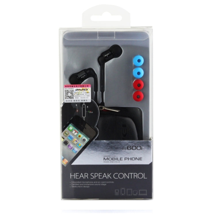 Awei-ES600i 3.5mm Plug Noodle Wired Style In-ear Stereo Earphone with Mic, Cable Length: about 1.2m, For iPad, iPhone, Galaxy, Huawei, Xiaomi, LG, HTC and Other Smart Phones