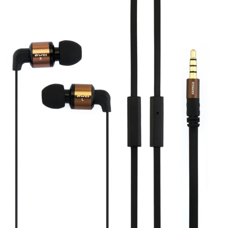 Awei-ES600i 3.5mm Plug Noodle Wired Style In-ear Stereo Earphone with Mic, Cable Length: about 1.2m, For iPad, iPhone, Galaxy, Huawei, Xiaomi, LG, HTC and Other Smart Phones