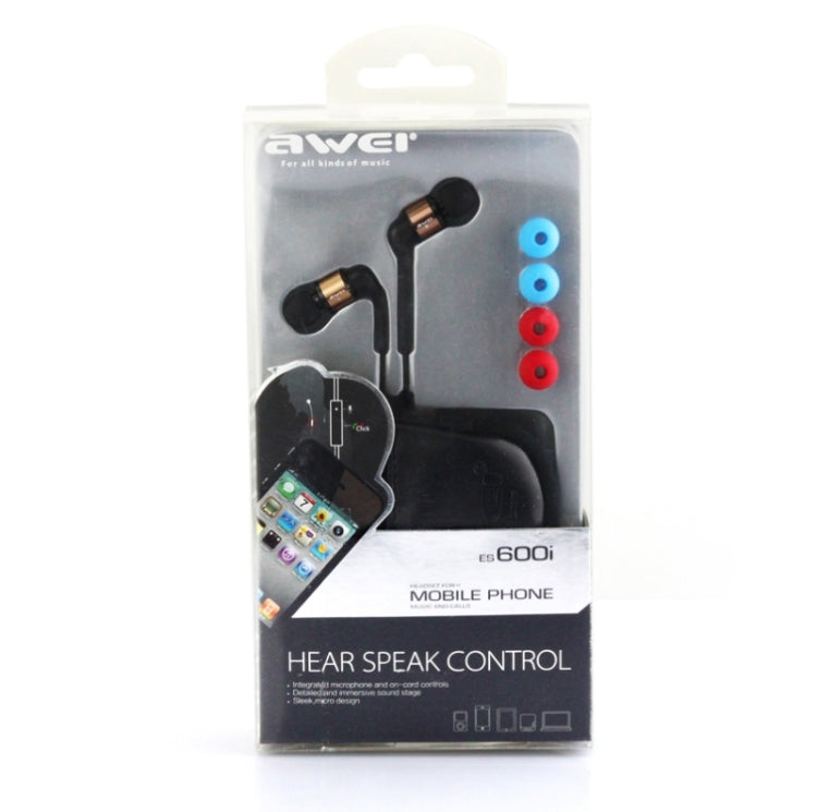 Awei-ES600i 3.5mm Plug Noodle Wired Style In-ear Stereo Earphone with Mic, Cable Length: about 1.2m, For iPad, iPhone, Galaxy, Huawei, Xiaomi, LG, HTC and Other Smart Phones