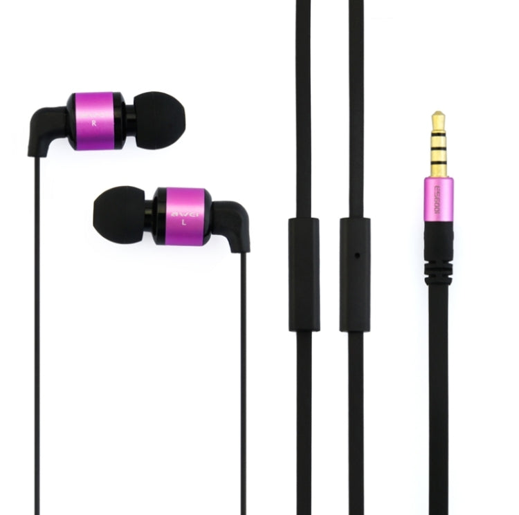 Awei-ES600i 3.5mm Plug Noodle Wired Style In-ear Stereo Earphone with Mic, Cable Length: about 1.2m, For iPad, iPhone, Galaxy, Huawei, Xiaomi, LG, HTC and Other Smart Phones