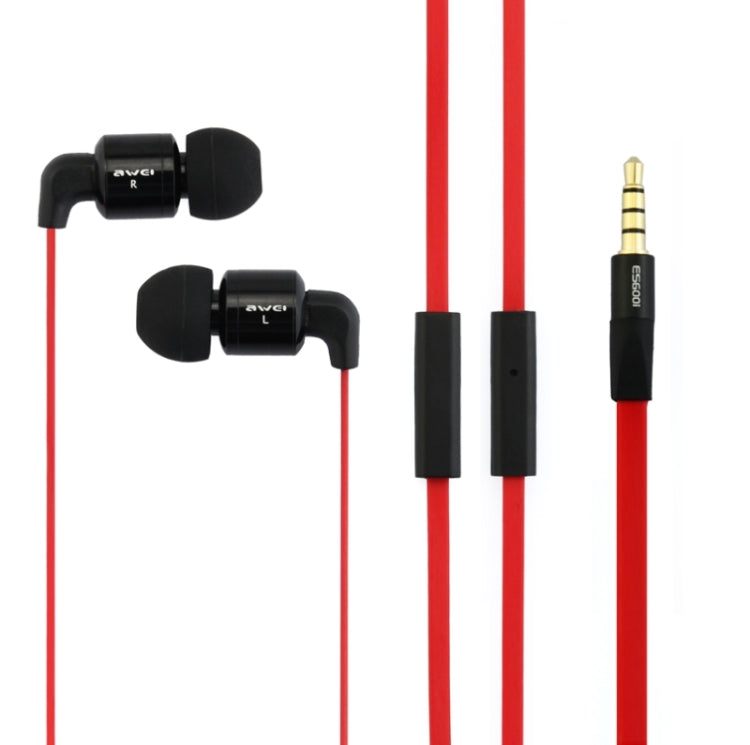 Awei-ES600i 3.5mm Plug Noodle Wired Style In-ear Stereo Earphone with Mic, Cable Length: about 1.2m, For iPad, iPhone, Galaxy, Huawei, Xiaomi, LG, HTC and Other Smart Phones