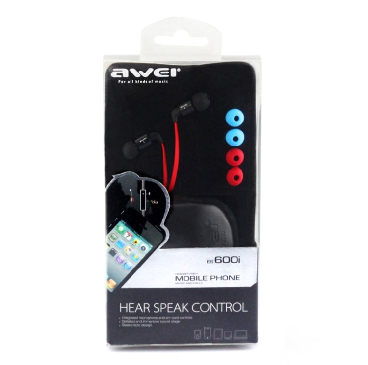 Awei-ES600i 3.5mm Plug Noodle Wired Style In-ear Stereo Earphone with Mic, Cable Length: about 1.2m, For iPad, iPhone, Galaxy, Huawei, Xiaomi, LG, HTC and Other Smart Phones