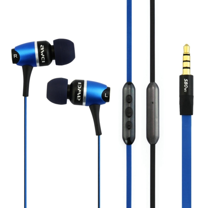 Awei S80vi 3.5mm Plug Noodle Wired Style In-ear Stereo Earphone with Mic, Cable Length: about 1.2m, For iPad, iPhone, Galaxy, Huawei, Xiaomi, LG, HTC and Other Smart Phones