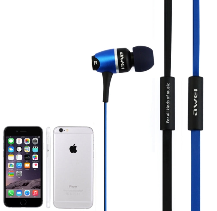 Awei S80vi 3.5mm Plug Noodle Wired Style In-ear Stereo Earphone with Mic, Cable Length: about 1.2m, For iPad, iPhone, Galaxy, Huawei, Xiaomi, LG, HTC and Other Smart Phones