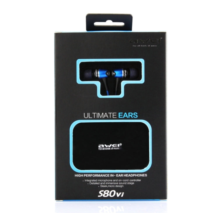 Awei S80vi 3.5mm Plug Noodle Wired Style In-ear Stereo Earphone with Mic, Cable Length: about 1.2m, For iPad, iPhone, Galaxy, Huawei, Xiaomi, LG, HTC and Other Smart Phones
