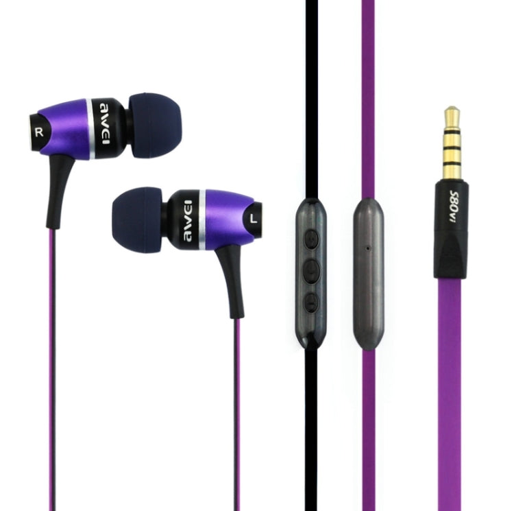 Awei S80vi 3.5mm Plug Noodle Wired Style In-ear Stereo Earphone with Mic, Cable Length: about 1.2m, For iPad, iPhone, Galaxy, Huawei, Xiaomi, LG, HTC and Other Smart Phones