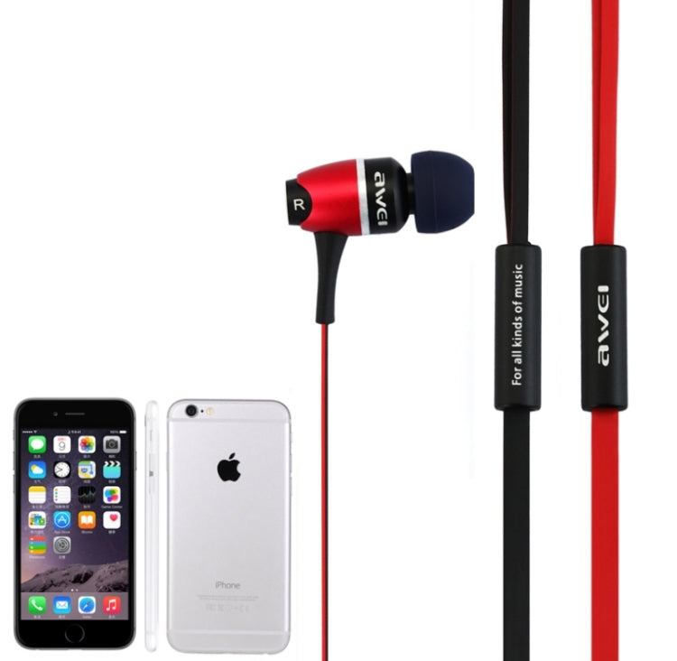 Awei S80vi 3.5mm Plug Noodle Wired Style In-ear Stereo Earphone with Mic, Cable Length: about 1.2m, For iPad, iPhone, Galaxy, Huawei, Xiaomi, LG, HTC and Other Smart Phones
