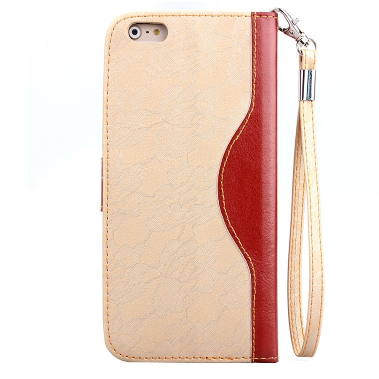 Lace Texture Contrast Color Leather Case with Holder & Card Slots & Wallet & Lanyard for iPhone 6 Plus & 6S Plus