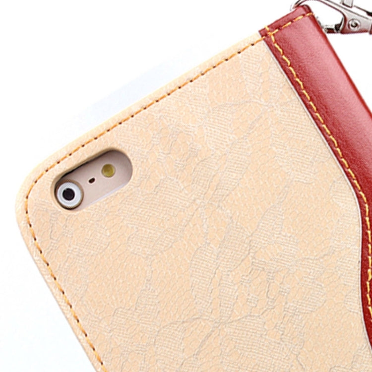 Lace Texture Contrast Color Leather Case with Holder & Card Slots & Wallet & Lanyard for iPhone 6 Plus & 6S Plus
