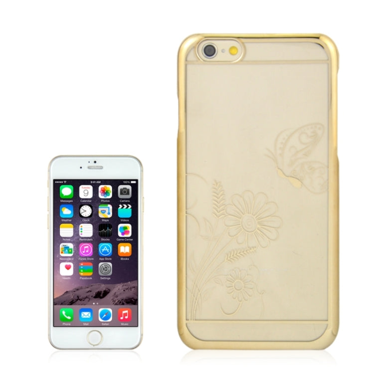 5.5 Inch Colorful Butterfly and Flowers Pattern Ultra Thin Plating Border Transparent Plastic Back Cover Case for iPhone 6 Plus & 6S Plus
