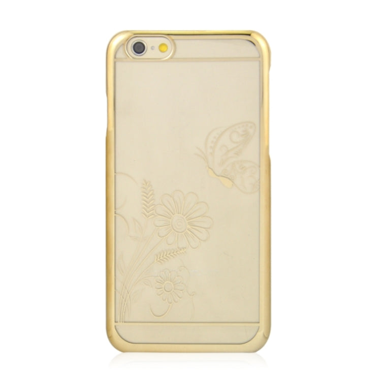 5.5 Inch Colorful Butterfly and Flowers Pattern Ultra Thin Plating Border Transparent Plastic Back Cover Case for iPhone 6 Plus & 6S Plus