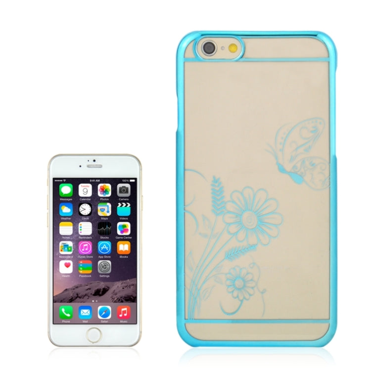 5.5 Inch Colorful Butterfly and Flowers Pattern Ultra Thin Plating Border Transparent Plastic Back Cover Case for iPhone 6 Plus & 6S Plus