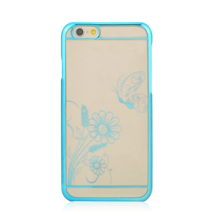 5.5 Inch Colorful Butterfly and Flowers Pattern Ultra Thin Plating Border Transparent Plastic Back Cover Case for iPhone 6 Plus & 6S Plus