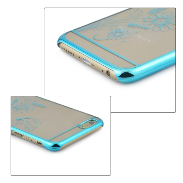5.5 Inch Colorful Butterfly and Flowers Pattern Ultra Thin Plating Border Transparent Plastic Back Cover Case for iPhone 6 Plus & 6S Plus