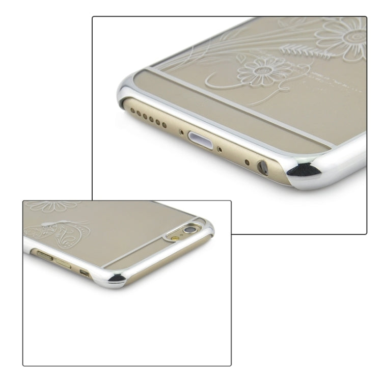 5.5 Inch Colorful Butterfly and Flowers Pattern Ultra Thin Plating Border Transparent Plastic Back Cover Case for iPhone 6 Plus & 6S Plus