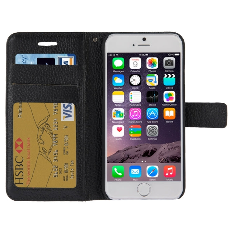 Litchi Texture Magnetic Leather Case with Holder & Card Slots & Wallet for iPhone 6 Plus