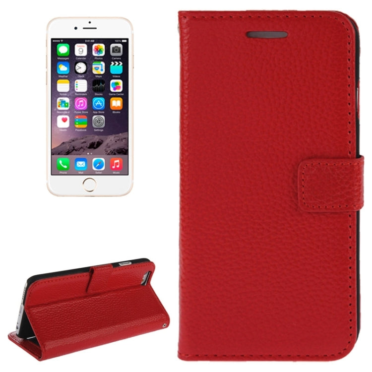 Litchi Texture Magnetic Leather Case with Holder & Card Slots & Wallet for iPhone 6 Plus