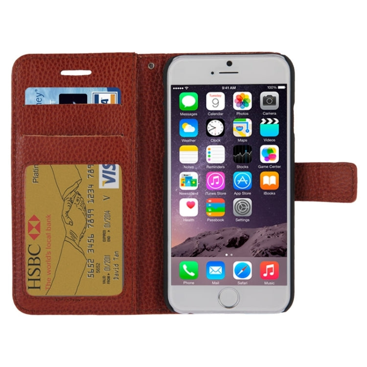 Litchi Texture Magnetic Leather Case with Holder & Card Slots & Wallet for iPhone 6 Plus