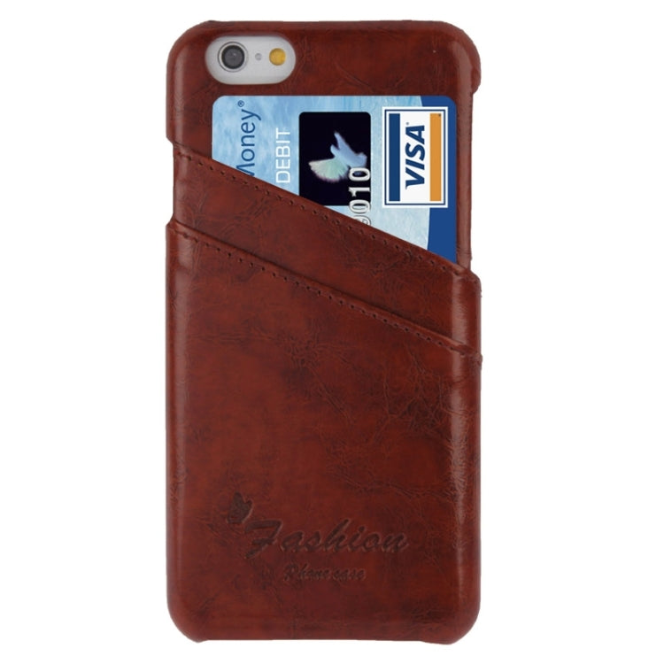 Deluxe Retro PU Leather Back Cover Case with Card Slots with Fashion Logo for iPhone 6 Plus & 6S Plus