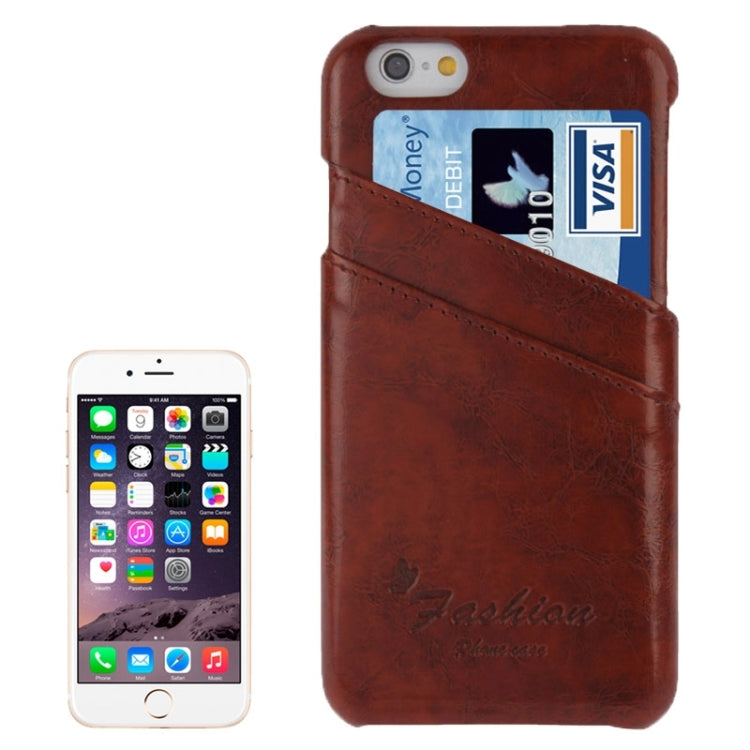 Deluxe Retro PU Leather Back Cover Case with Card Slots with Fashion Logo for iPhone 6 Plus & 6S Plus