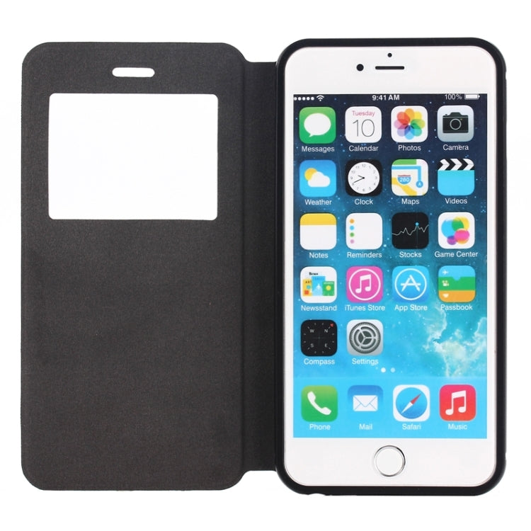 2 in 1 Metal Bumper Frame Horizontal Flip Leather Case with Caller ID Display and Holder for iPhone 6 Plus & 6S Plus
