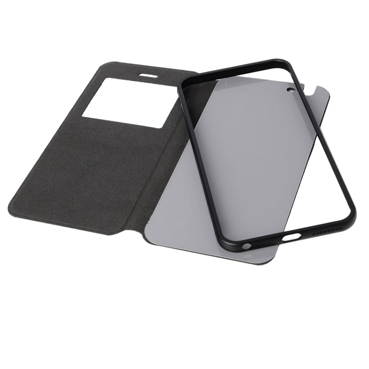 2 in 1 Metal Bumper Frame Horizontal Flip Leather Case with Caller ID Display and Holder for iPhone 6 Plus & 6S Plus
