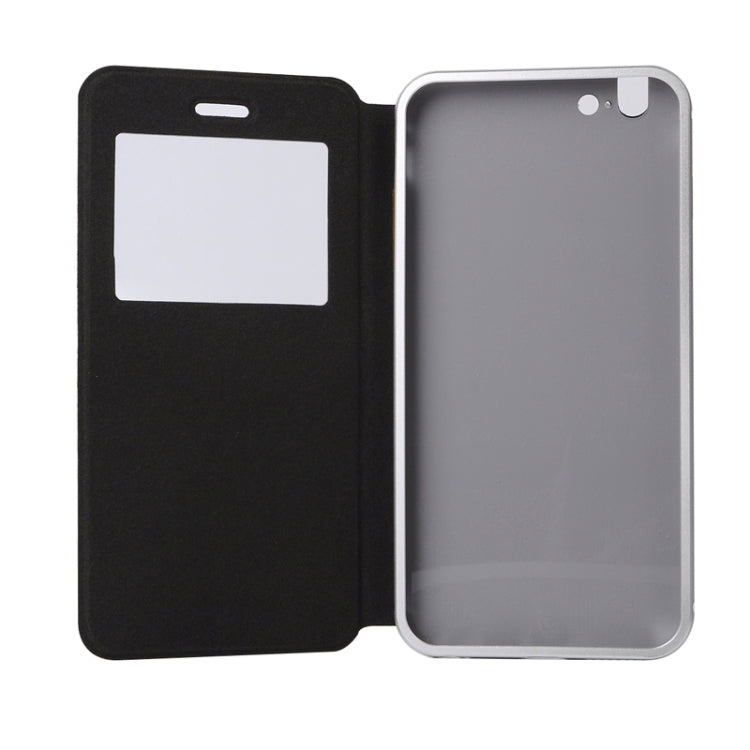 2 in 1 Metal Bumper Frame Horizontal Flip Leather Case with Caller ID Display and Holder for iPhone 6 Plus & 6S Plus