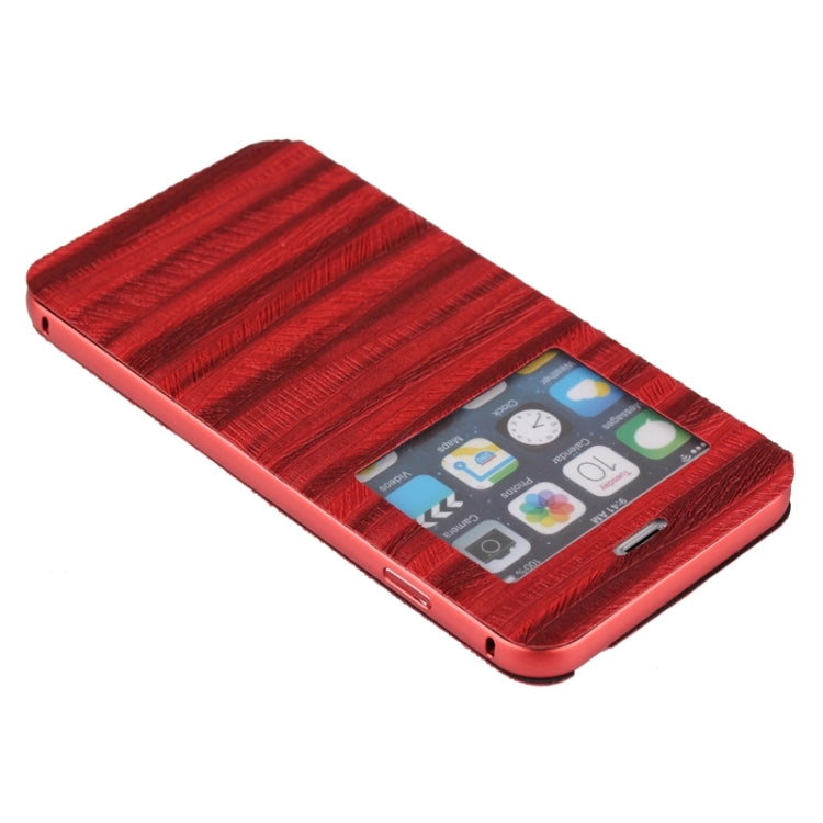 2 in 1 Metal Bumper Frame Horizontal Flip Leather Case with Caller ID Display and Holder for iPhone 6 Plus & 6S Plus