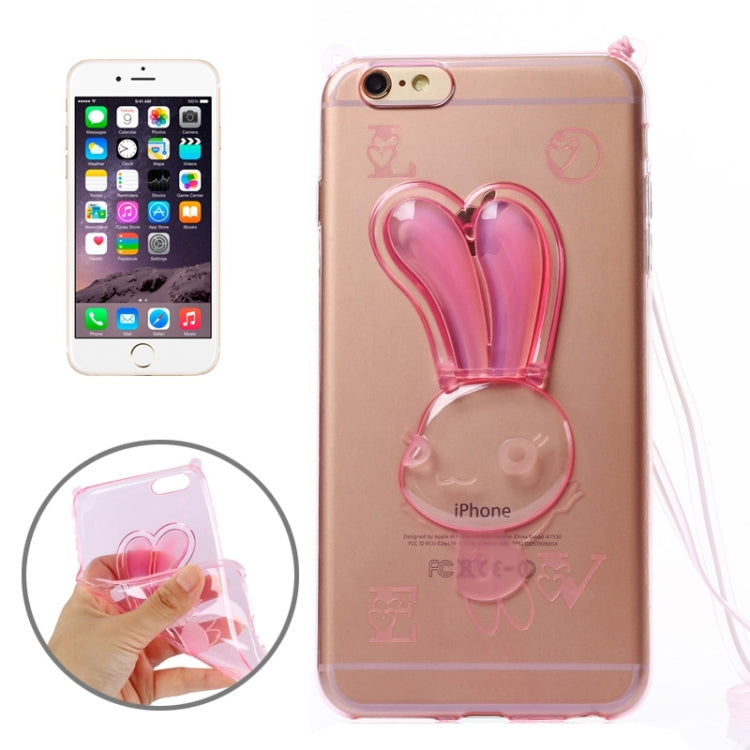 Rabbit Pattern TPU Protective Case with Lanyard and Holder for iPhone 6 Plus & 6S Plus