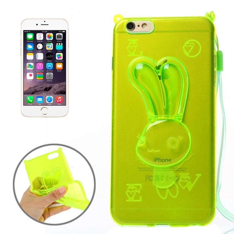 Rabbit Pattern TPU Protective Case with Lanyard and Holder for iPhone 6 Plus & 6S Plus