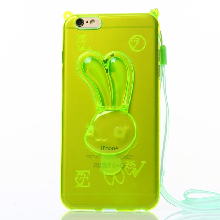 Rabbit Pattern TPU Protective Case with Lanyard and Holder for iPhone 6 Plus & 6S Plus