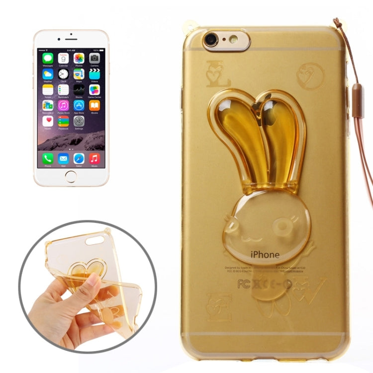 Rabbit Pattern TPU Protective Case with Lanyard and Holder for iPhone 6 Plus & 6S Plus