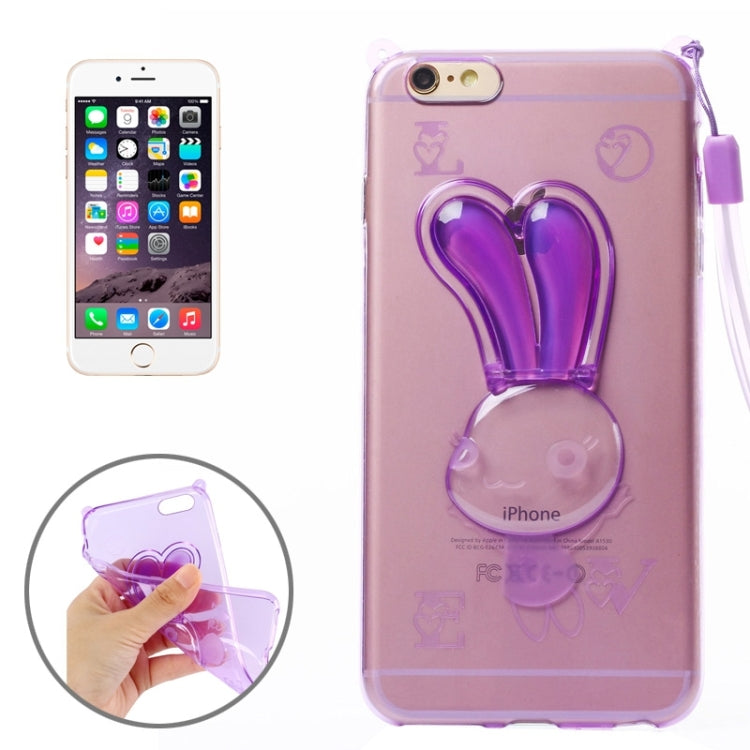Rabbit Pattern TPU Protective Case with Lanyard and Holder for iPhone 6 Plus & 6S Plus