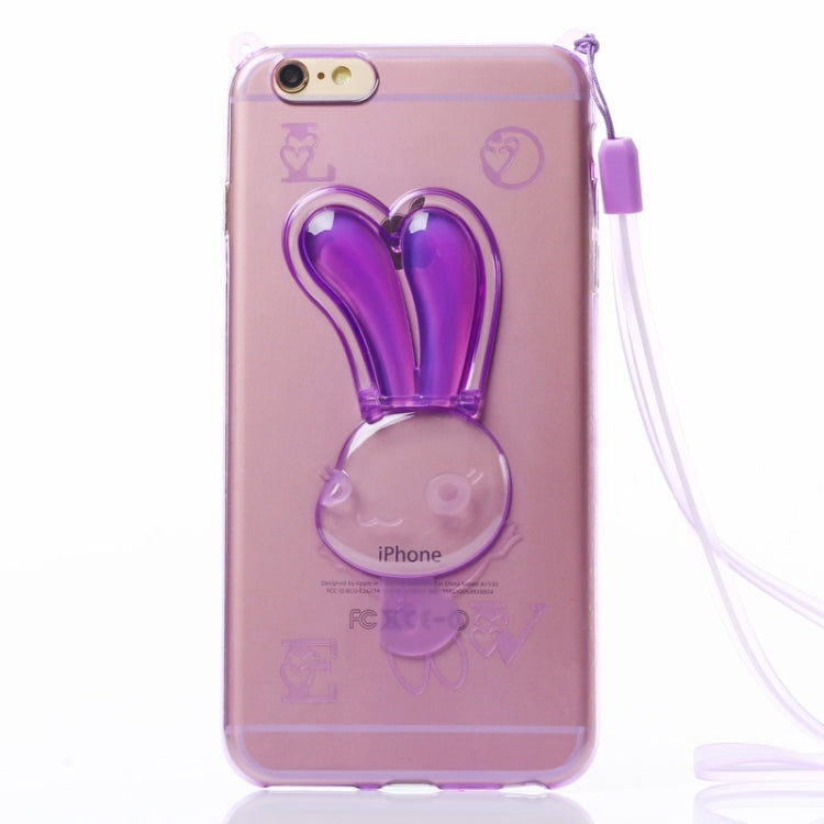 Rabbit Pattern TPU Protective Case with Lanyard and Holder for iPhone 6 Plus & 6S Plus
