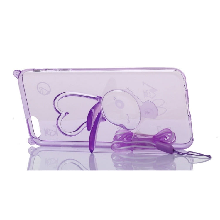 Rabbit Pattern TPU Protective Case with Lanyard and Holder for iPhone 6 Plus & 6S Plus