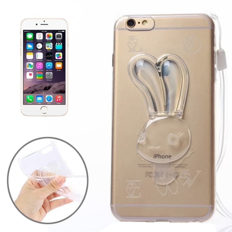 Rabbit Pattern TPU Protective Case with Lanyard and Holder for iPhone 6 Plus & 6S Plus