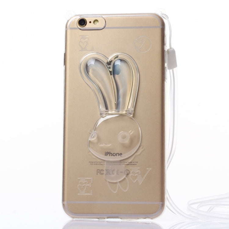 Rabbit Pattern TPU Protective Case with Lanyard and Holder for iPhone 6 Plus & 6S Plus