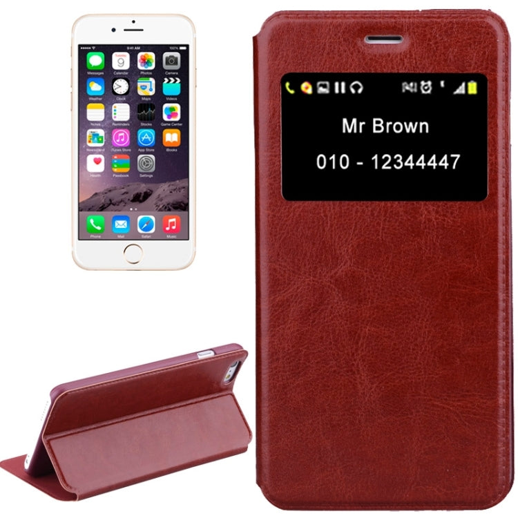 Crazy Horse Texture Leather Case with Holder & Call Display for iPhone 6 Plus & 6S Plus