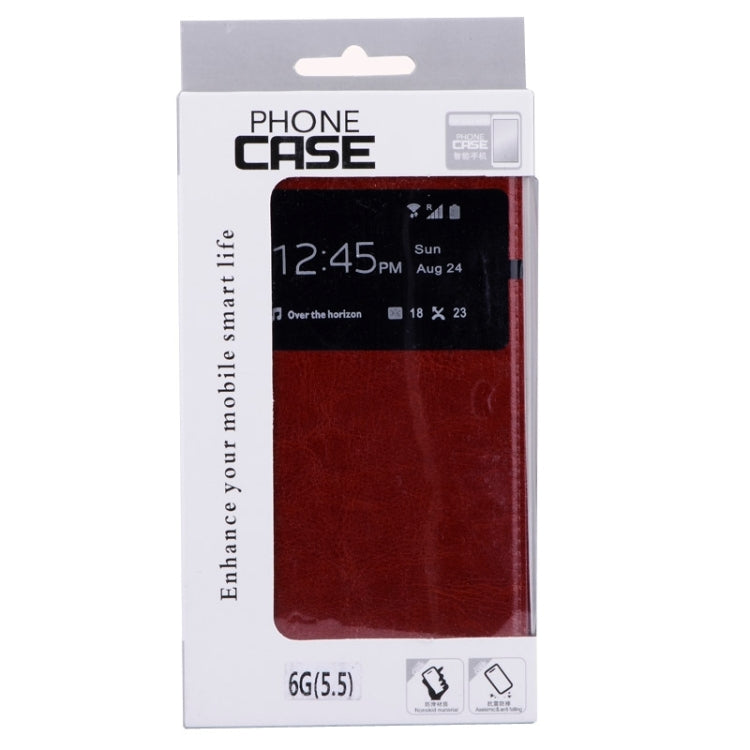 Crazy Horse Texture Leather Case with Holder & Call Display for iPhone 6 Plus & 6S Plus