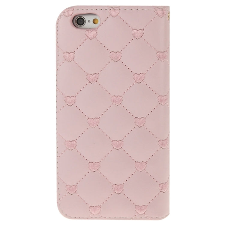 Heart Pattern Wallet Style Diamante Decorated Leather Case with Holder & Card Slots & Lanyard for iPhone 6 Plus & 6S Plus