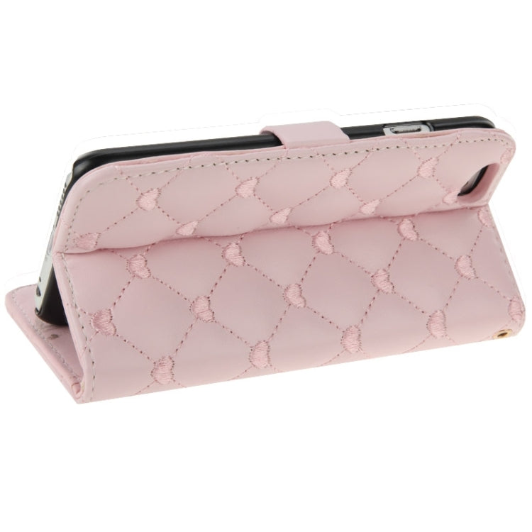 Heart Pattern Wallet Style Diamante Decorated Leather Case with Holder & Card Slots & Lanyard for iPhone 6 Plus & 6S Plus