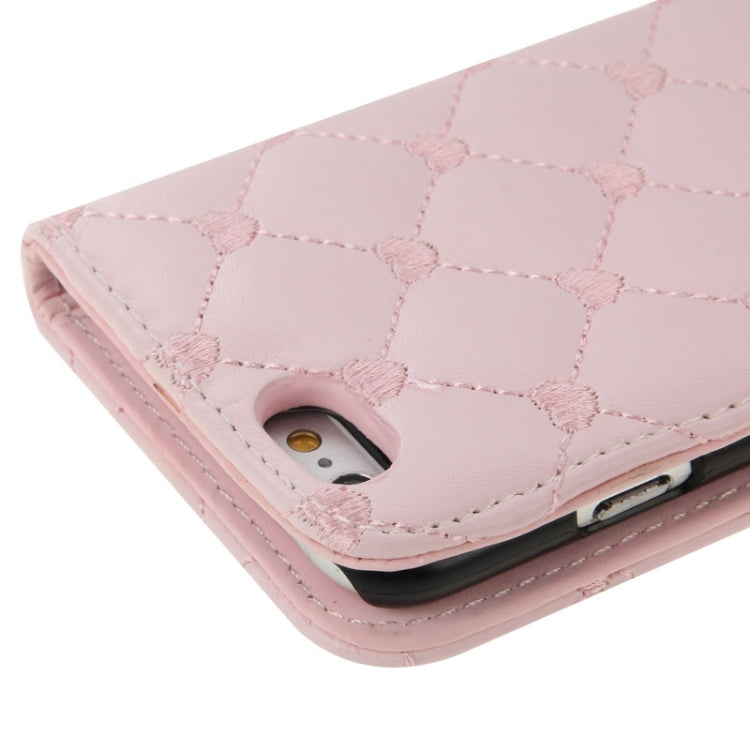 Heart Pattern Wallet Style Diamante Decorated Leather Case with Holder & Card Slots & Lanyard for iPhone 6 Plus & 6S Plus
